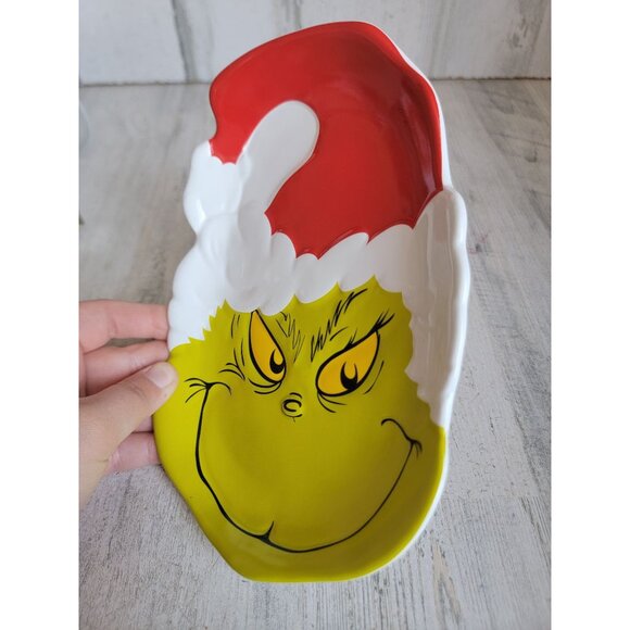 Lenox Merry Grinch Miss candy dish plate home decor Xmas Santa hat - Picture 3 of 6